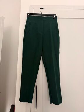 Zara Forest Green High-Waist Tailored Trousers